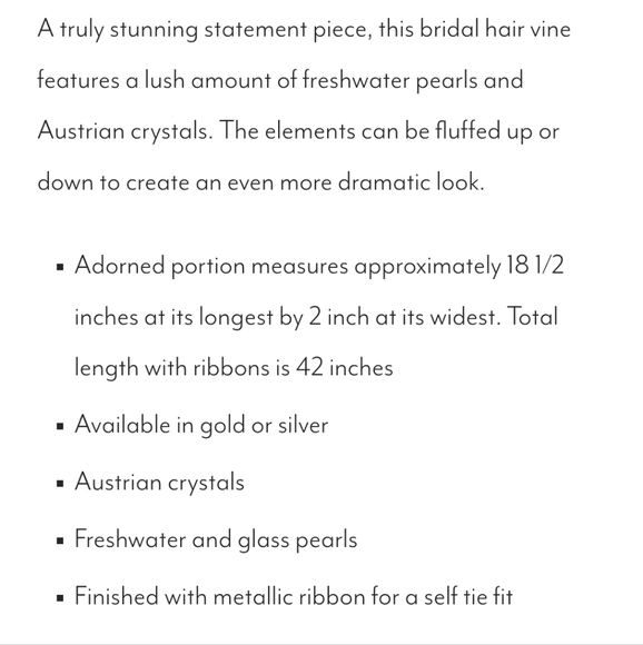 Twigs and Honey Opal and Pearl Lush Bridal Hair Vine in Gold - Picture 5 of 5